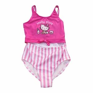 Hello Kitty Pink and white Striped Kids Swimwear